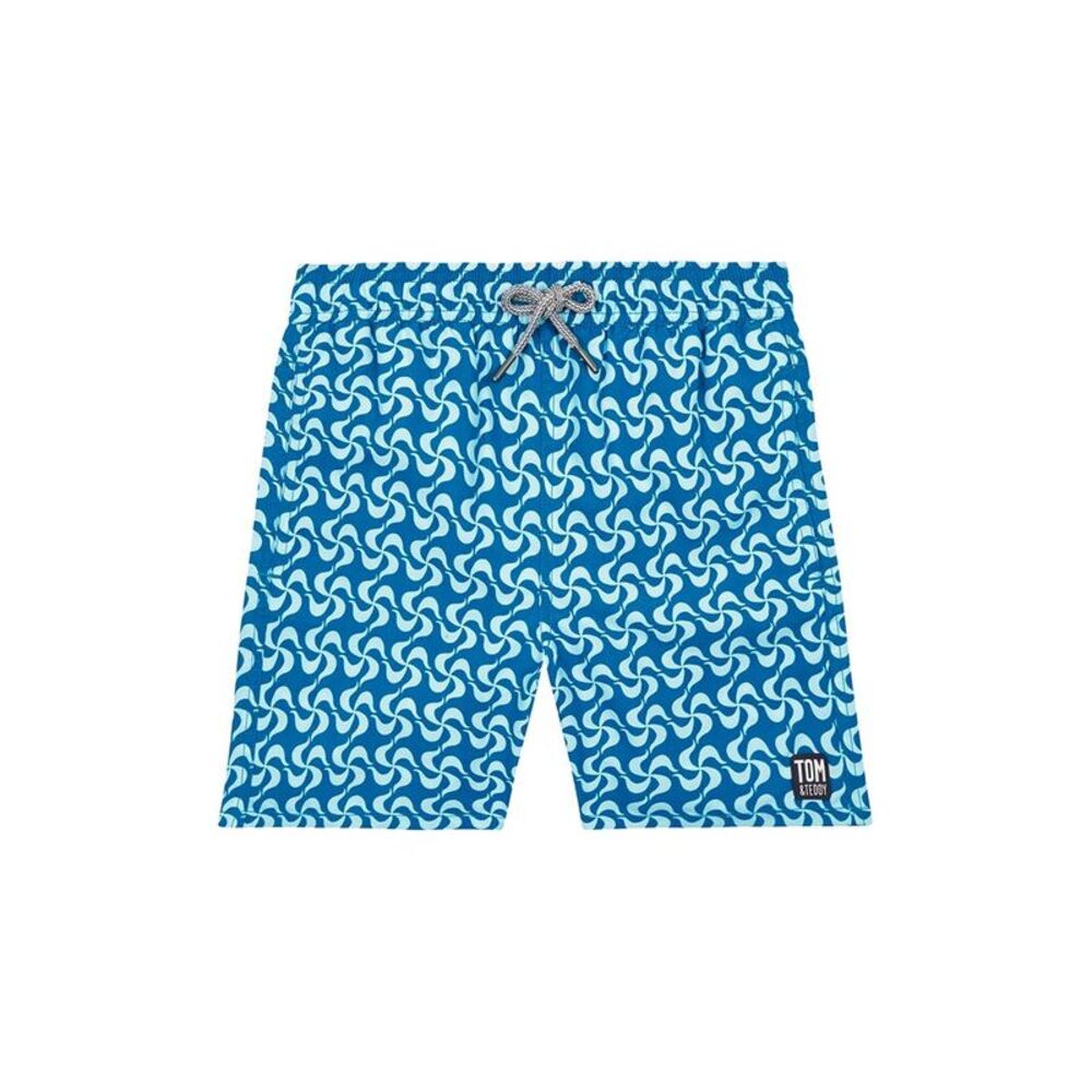 Tom & Teddy Boys  Mediterranean Tiles Swim Short, Blue